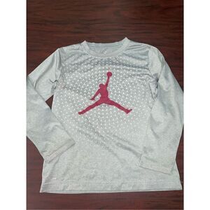 Air Jordan Boys Long Sleeve Grey Dri-Fit Tee Shirt Size Medium